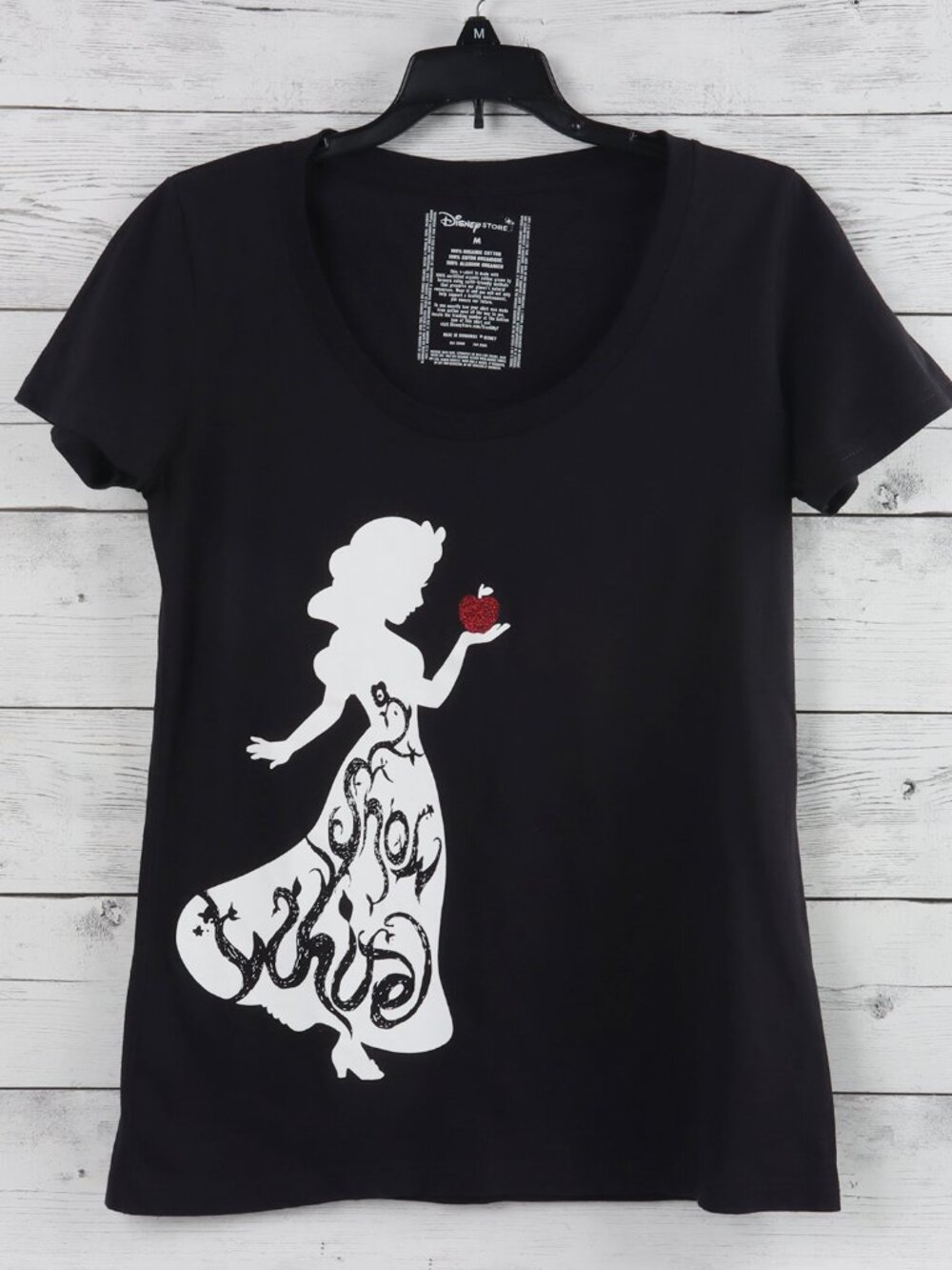 Disney Snow White Black Scoop Neck Short Sleeve T-Shirt Size Medium